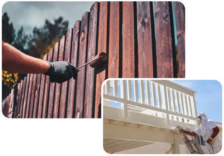 Collage of fence painting work