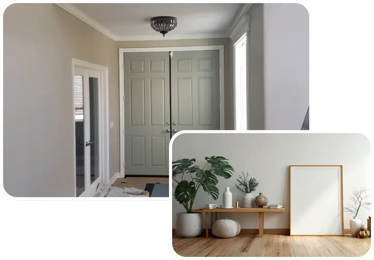 Collage showing interior painting work